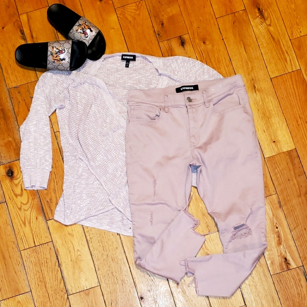 Express sweater & skinny ankle jeans